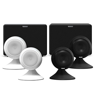 EvoSound Sphere speaker system with table mounts