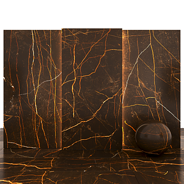 Dark Golden Laurent: Luxe Marble Tiles 3D model image 1 