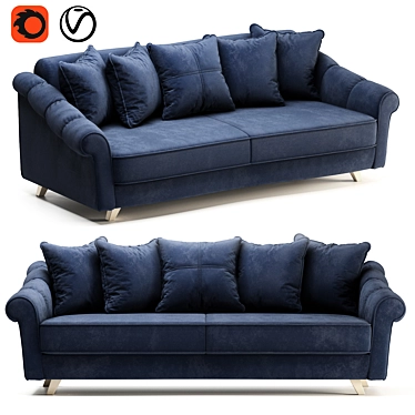 Elegant Shebi Blue Velvet Sofa 3D model image 1 