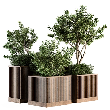 Concrete Box Outdoor Plants - Set 160 3D model image 1 