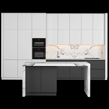 Sleek Kitchen 19: Modern, Millimeter Units 3D model image 1 