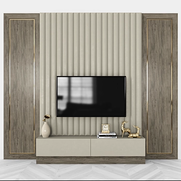 Modern TV Wall Unit with 55" Display 3D model image 1 