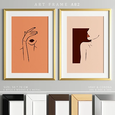 Modern Art Frame A82 - Wood and Metal Frames 3D model image 1 