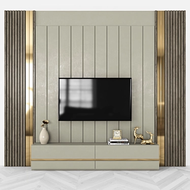 Modern TV Wall Unit with 55" Screen 3D model image 1 