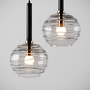 Spiral Glass Pendant Lamp 3D model image 1 