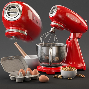 Retro Red Stand Mixer by Smeg 3D model image 1 