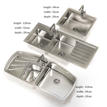 Elegant Orchid Steel Sink 3D model image 1 