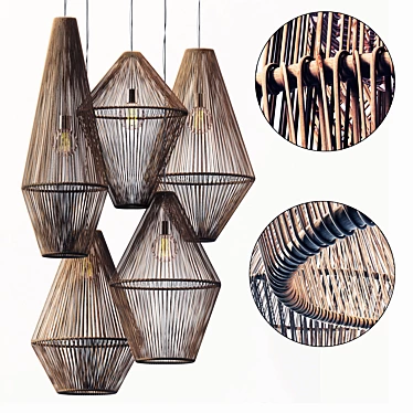 Rattan Wicker Cone Lamp - No. 2 3D model image 1 