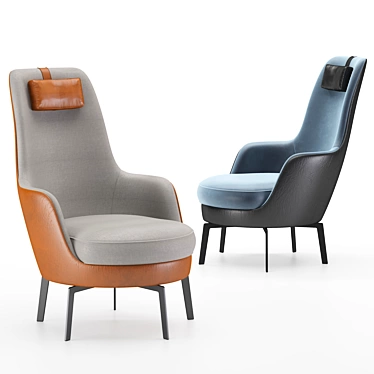 Elevated Comfort: Flexform Guscioalto Lounge Chairs 3D model image 1 