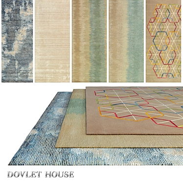 Title: DOVLET HOUSE 5-Piece Carpets (Part 570) 3D model image 1 