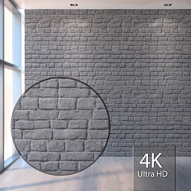 seamless Gray Brick Wall Texture 3D model image 1 