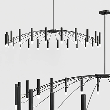 Sleek Black Metal Chandelier 3D model image 1 