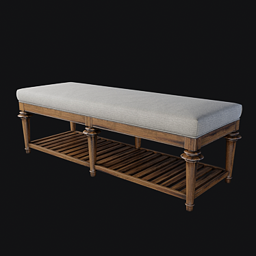 Cozy Gray Cushioned Bed Bench 3D model image 1 