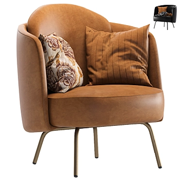 Luxury Italian Leather Armchair - Ditre italia LUCIA 3D model image 1 