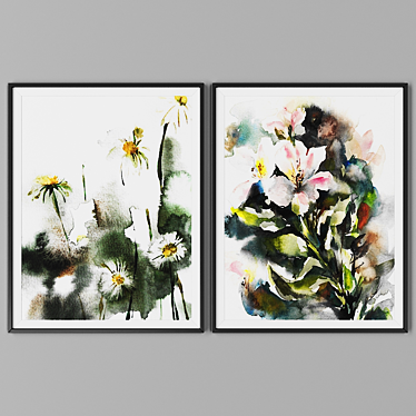 Modern Black Frame Art Set 3D model image 1 