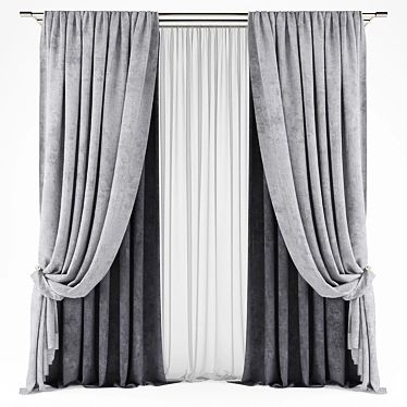 Stylish Polys Curtains 3D model image 1 