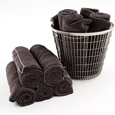 Luxury Towel Set in Stylish Basket 3D model image 1 