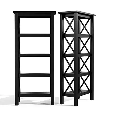 Sleek Black Pine Bookcase 3D model image 1 