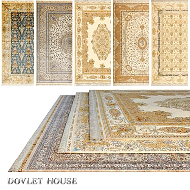 Luxurious Silk and Wool Blend Carpets - Set of 5 (Part 595) 3D model image 1 