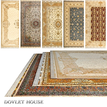 Title: DOVLET HOUSE Silk & Wool 5pc Carpets 3D model image 1 
