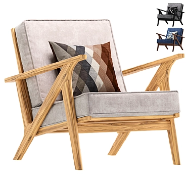 Luxe Lanston Navy Armchair: Sleek & Stylish 3D model image 1 