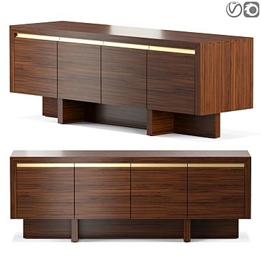 Elegant Walnut 4 Door Console 3D model image 1 