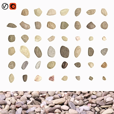 Pebble Mix 01: Versatile River Stones 3D model image 1 