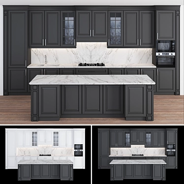 Classic Kitchen Set: Versatile and High-quality Design 3D model image 1 