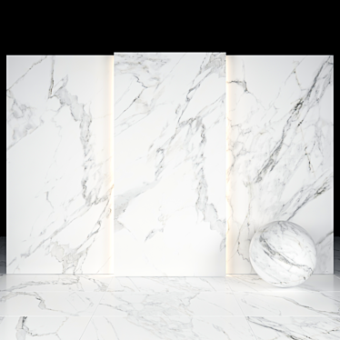 Elegant White Marble Tiles: Exquisite Luxe Finish 3D model image 1 
