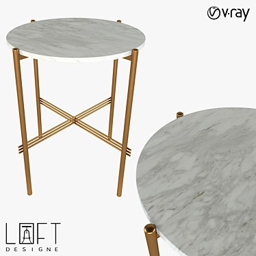 Modern Metal and Marble Coffee Table 3D model image 1 