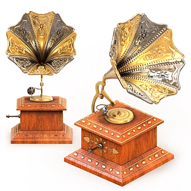 Vintage Gramophone Table Decor 3D model image 1 