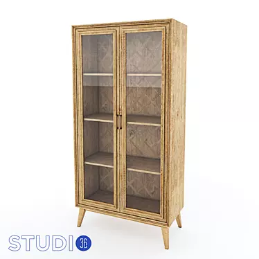 Elegant Mindi Wood Sideboard 3D model image 1 