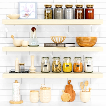 Essential Kitchen Set: Spices, Jars, Dishes 3D model image 1 
