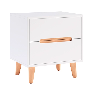 Modern 2-Drawer Bedside Table 3D model image 1 