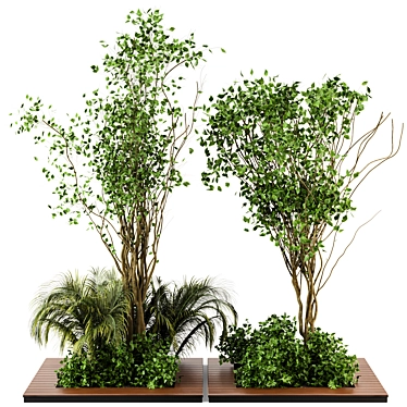 Outdoor Garden Set: Bush & Tree - Set 69 3D model image 1 