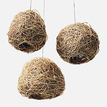 Rattan Sphere Hive Chandelier 3D model image 1 