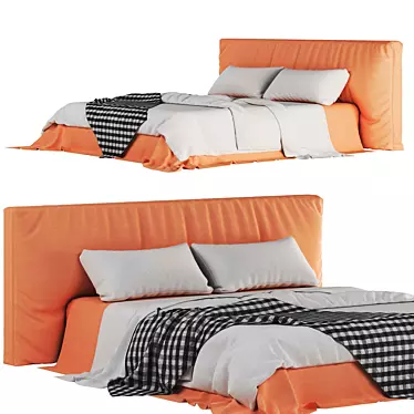 Sleek White & Orange Bed 3D model image 1 