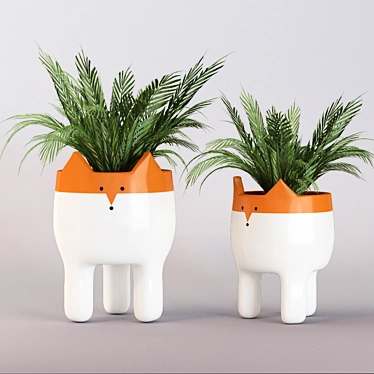  Whimsical Ceramic Fox Plant Pot 3D model image 1 