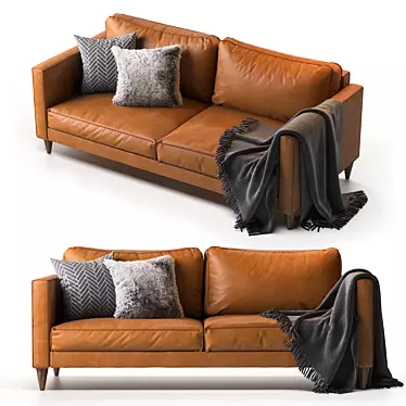 Elegant Hable Leather Sofa 3D model image 1 