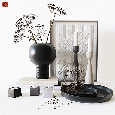 Title: Decorative Set with Vase, Trays, Candleholders, and More 3D model image 1 