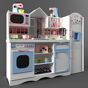 Kids Mini Kitchen Playset: H800×W1000×D300 mm 3D model image 1 