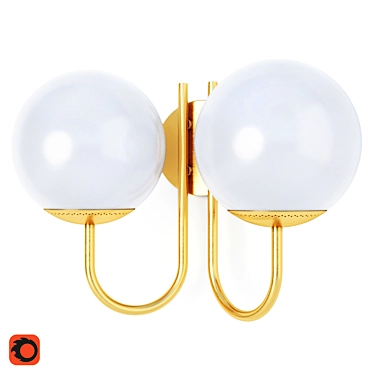 Brass and Milk Glass Double Wall Sconce 3D model image 1 