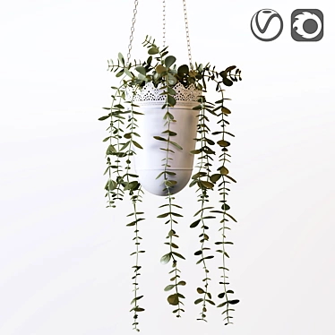 FEJKA Faux Eucalyptus: Lifelike Artificial Hanging Plant 3D model image 1 