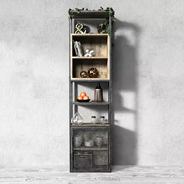 Industrial Loft 3-Tier Shelving 3D model image 1 