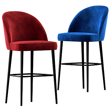 Elegant Austen Velvet Bar Stool 3D model image 1 