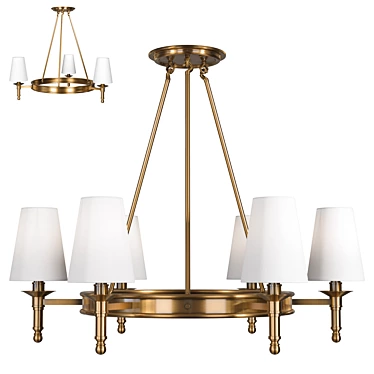 Bronze Ceiling Lamp, Owen Lyca: Elegant White Fabric Shade 3D model image 1 