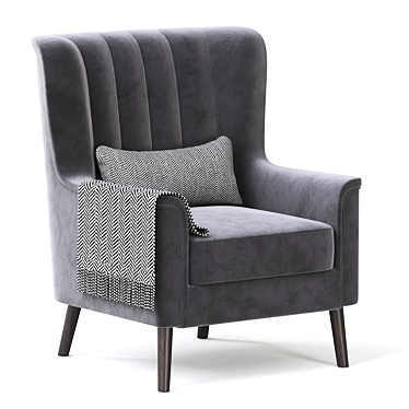 Elegant Grey Velvet Armchair 3D model image 1 
