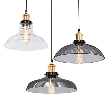 Loft-style Glass Pendant Light 3D model image 1 