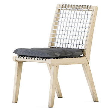 Rustic Teaka Chair: Solid Wood, Outdoor/Indoor, Cushioned 3D model image 1 