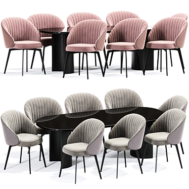 Elegant Beige Chenille Dining Chair 3D model image 1 